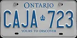 Sample Ontario licence plate