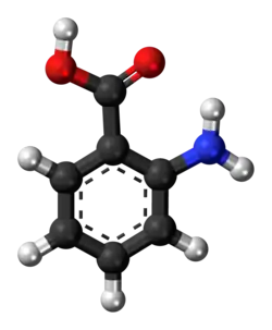 Ball-and-stick model of the anthranilic acid molecule