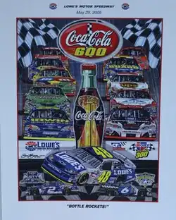 2005 Coca-Cola 600 program cover, with artwork from NASCAR artist Sam Bass. The painting is called "Bottle Rockets!"