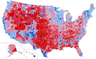 Results by county,[c] shaded according to winning candidate's percentage of the vote.