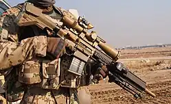 The HK G28/HK241 designated marksman rifle features STANAG 4694 NATO Accessory Rails.[6]