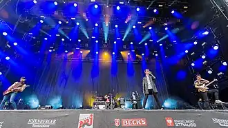 Don Broco performing in 2017; (from left to right) Simon Delaney, Matt Donnelly, Rob Damiani, Tom Doyle