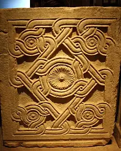 Byzantine interlaces on a slab, 11th century, marble, Byzantine and Christian Museum, Athens
