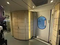 Area next to the train door and restroom