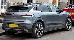 Rear-three-quarter view of a hatchback car with LED taillights