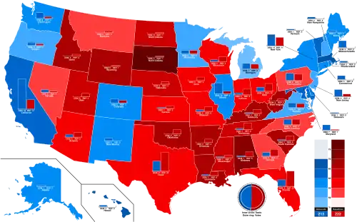 Popular vote and seat total by states