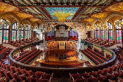 Interior of Palau de la Música Catalana in Barcelona (1905-1909)