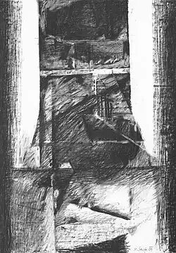 Window, 2009, charcoal, 100 x 70&nbsp;cm