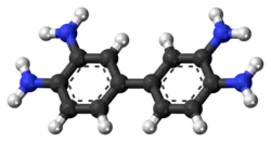Ball-and-stick model of the 3,3′-diaminobenzidine molecule