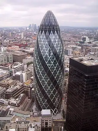 30 St Mary Axe, one of London's most popular new buildings.[53]