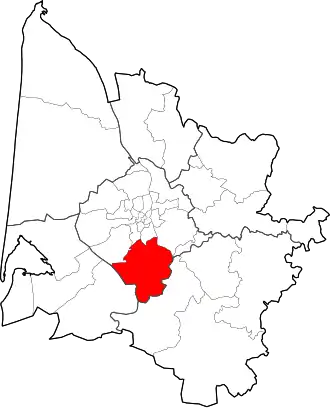 Location of the Canton of La Brède in the Gironde department.
