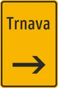 Direction to destination bypass sign (Slovakia)