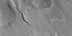 Closer view of previous image of a gully, as seen by HiRISE under HiWish program