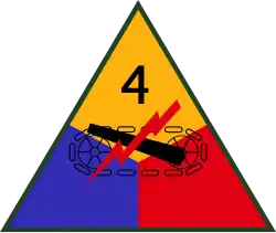4th Armored Division insignia. The division chose not to add a nickname as befit their motto: Name Enough!