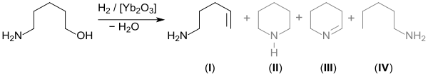 dehydration of 5-amino-1-pentanol