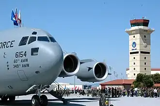 Travis Air Force Base celebrates the arrival of its first C-17A Globemaster III, the "Spirit of Solano during 2006.