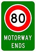 Motorway Ends (80 km/h speed limit)