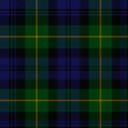 A green, blue and black tartan with a thin yellow over-check