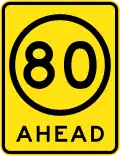 (R4-V108) 80&nbsp;km/h Speed Limit Ahead (used in Victoria)