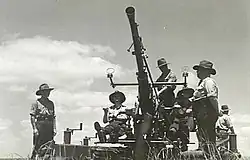 Gunners of 651st Light Anti-aircraft Battery, Volunteer Defence Corps training on Bofors gun at Fort Lytton 1944[gallery 22]