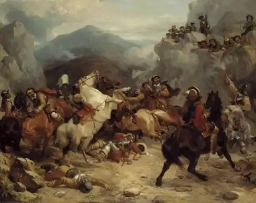 A Detachment of Cromwell's Cavalry Surprised in a Mountain Pass by Thomas Woodward