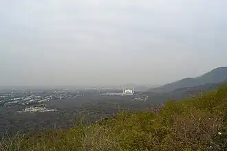 View of Faisal Mosque and Jamia Faridia from Daman-e-Koh, Islamabad