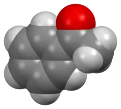 Space-filling model of the acetophenone molecule