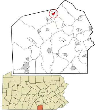 Location in Adams County and the state of Pennsylvania.