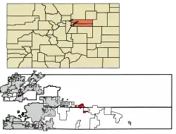 Location of Bennett in Adams and Arapahoe counties of Colorado