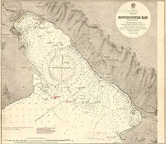 Novorossiysk in 1919, from an Admiralty chart