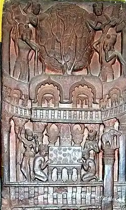 Adoration of the Diamond Throne and the Bodhi Tree, Bharhut.