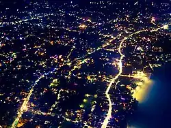 Aerial view of Basirhat, indicating the urban morphology.