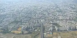 Aerial view of Surat, Adajan Side. Sardar Patel bridge on Tapti river is visible in the middle.