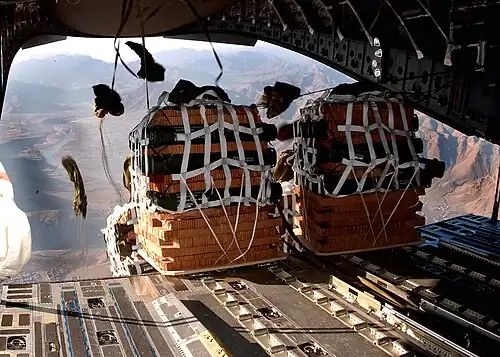 Gravity airdrop of CDS bundles from a C-17