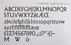 Albertus (typeface) sampler (1936). Two styles of ampersand are shown.