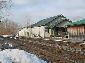 The former Erie Railroad station in Alden in January 2021.