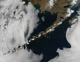 Aleutian Islands on May 15, 2014, by NASA's Aqua satellite