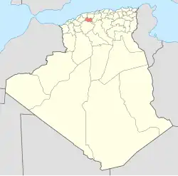 Map of Algeria highlighting Tissemsilt Province