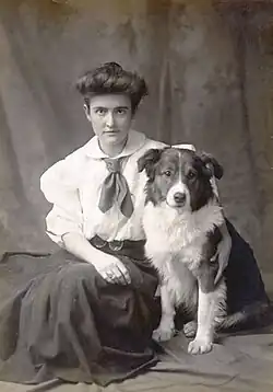 Alice Morgan Wright with dog.