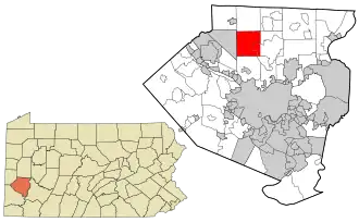 Location in Allegheny County, Pennsylvania