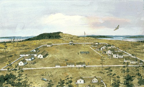 Water color of American camp, San Juan Island