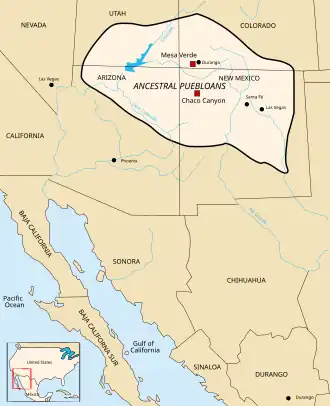 A color map of Ancestral Puebloan boundaries