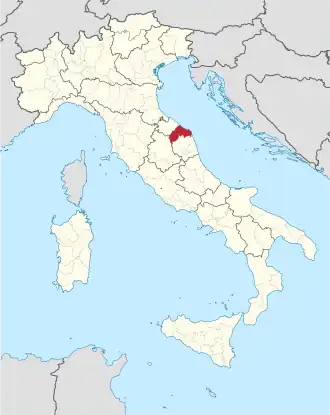 Map of Province of Ancona within modern Italy