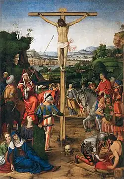 Christ on the Cross, 1503 - oil on wood; H. 111.5&nbsp;cm, W. 77&nbsp;cm, Louvre