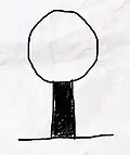 Drawing of a tree with a filled-in trunk.