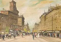 Main street (Hungarian: Főutca, literally "Principal Street") in Budapest, Hungary (by Antal Berkes)