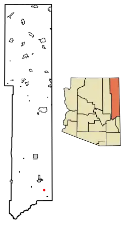 Location of Nutrioso in Apache County, Arizona.