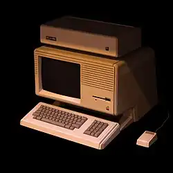 Apple Lisa, with an Apple ProFile external hard disk sitting atop it