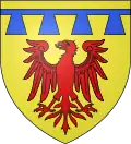 Arms of the lords of Fontois (or Fontoy): Or, an eagle gules surmounted by a label of four points azure