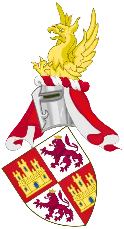 The arms of the Crown of Castile with the ancient royal crest